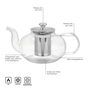 Bule para Chá em Vidro e Aço Inox com Infusor Tramontina 1 L