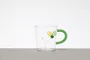 Caneca em Vidro Borossilicato Flower Verde 320 ml
