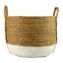 Cesto Grande em Seagrass Enjoy Natural com Branco 30 x 24 cm