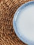 Conjunto 06 Pratos de Porcelana BTC Branco com Detalhe Azul
