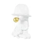 Escultura em Resina Menina com Cachorro Lucatti Branco e Dourado