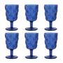Jogo 06 Peças Taça De Vidro Com Bolhas Azul