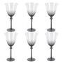 Jogo 6 Taças De Vinho em Vidro Transparente e Cinza 300 ml
