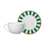 Jogo 06 Xícaras De Chá Com Pires Stripe Verde Alleanza Cerâmica 250 ml
