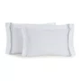 Jogo 2 Fronhas Menfi 200 Fios Trussardi Branco e Azul 50cm x 70cm