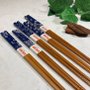 Jogo 5 pares de Hashi Bambu Floral Yoi Azul Kyoto