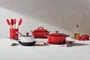 Jogo 5 Peças Espatulas e Porta Utensílios Le Creuset Vermelho