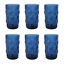 Jogo 6 Copos Altos em Vidro Bolhas Azul 350 ml