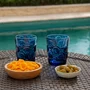 Jogo 6 Copos Baixos em Vidro Bolhas Azul