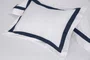 Jogo Cama Queen Vercelli 300 Fios Trussardi Branco e Azul Siciliano 240cm x 280cm