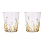 Jogo de 2 Copos em Vidro Borossilicato Flores Amarelo 400 ml