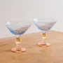 Jogo de 2 Taças em Vidro Azul e Rosa 220 ml