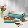 Jogo de 3 Travessas Retangulares de Cerâmica Heritage Le Creuset Bleu Riviera