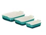 Jogo de 3 Travessas Retangulares de Cerâmica Heritage Le Creuset Bleu Riviera