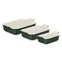 Jogo de 3 Travessas Retangulares de Cerâmica Heritage Le Creuset Foret