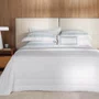 Jogo Cama Queen Rivus Algodão e Linho Trussardi Branco e Azul 240cm x 250cm