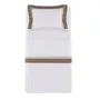 Jogo de Cama Solteiro Pazzi 200 Fios Trussardi Branco/Marrone 1,80 x 2,60 m