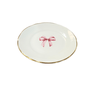 Jogo de Pratos de Sobremesa 06 Peças Laço Rosa Monant Home Branco Estampado 19 cm