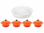 Kit Prato de Aperitivo Branco e 4 Mini Cocottes Laranja Le Creuset