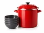 Kit Stock Pot 26 cm Vermelho e 4 Bowls para Cereal 16 cm Flint Le Creuset