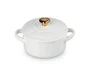 Mini Cocotte Pegador Coração Dourado Le Creuset Branco 250 ml