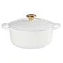 Panela Redonda Signature Pegador Dourado Le Creuset Branco 22 cm