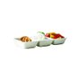 Petisqueira Retangular 3 Divisórias de Porcelana Ricaelle 18,7cm