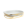 Refratário com Suporte Trama Riva Ouro e Porcelana 37 cm