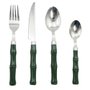 Set 24 Talheres em Metal e Cabo Estilo Bambu Verde