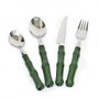 Set 24 Talheres em Metal e Cabo Estilo Bambu Verde