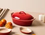 Travessa Oval com Tampa Heritage Le Creuset Vermelho 36 cm