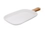 Travessa Para Servir de Porcelana com Alça de Bambu Ricaelle Branco 35cm