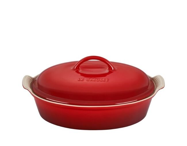 Travessa Oval com Tampa Heritage Le Creuset Vermelho 36 cm