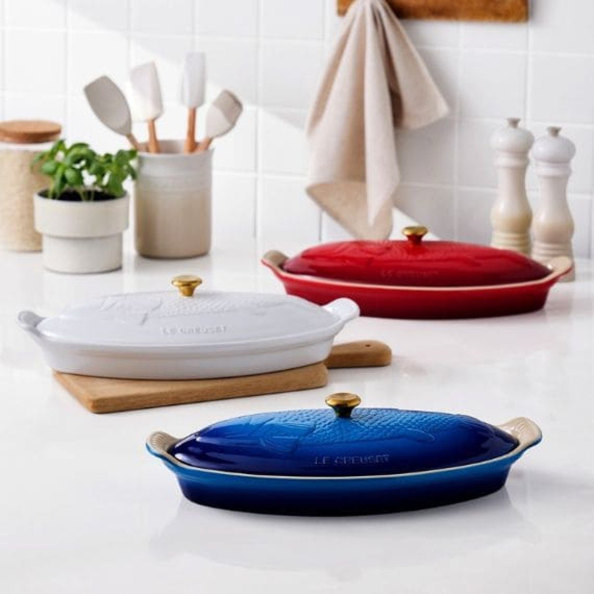 Travessa para Peixe com Tampa Heritage Le Creuset Azure 34 cm
