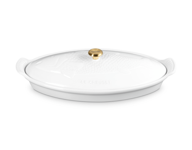 Travessa para Peixe com Tampa Heritage Le Creuset Branco 34 cm