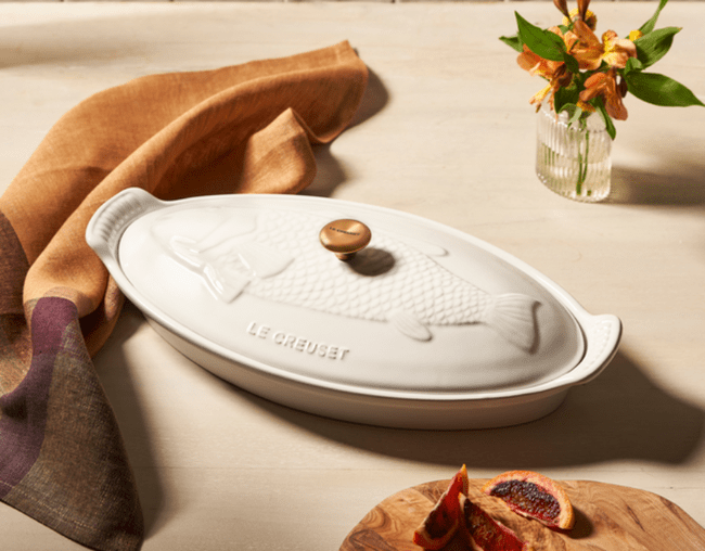 Travessa para Peixe com Tampa Heritage Le Creuset Branco 34 cm